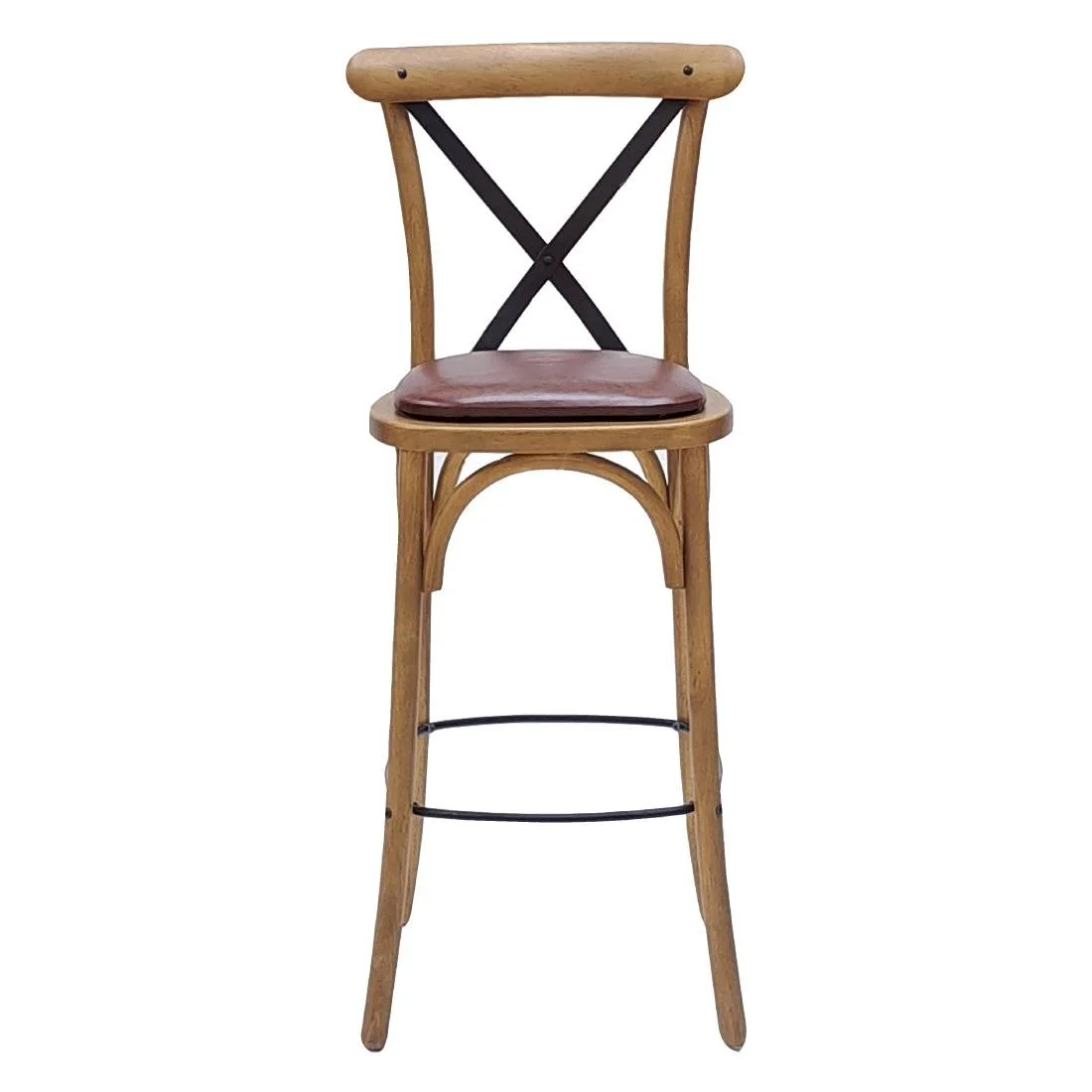 Bristol Bar Chair in Weathered Oak with Bison Espresso Seat - Image 2