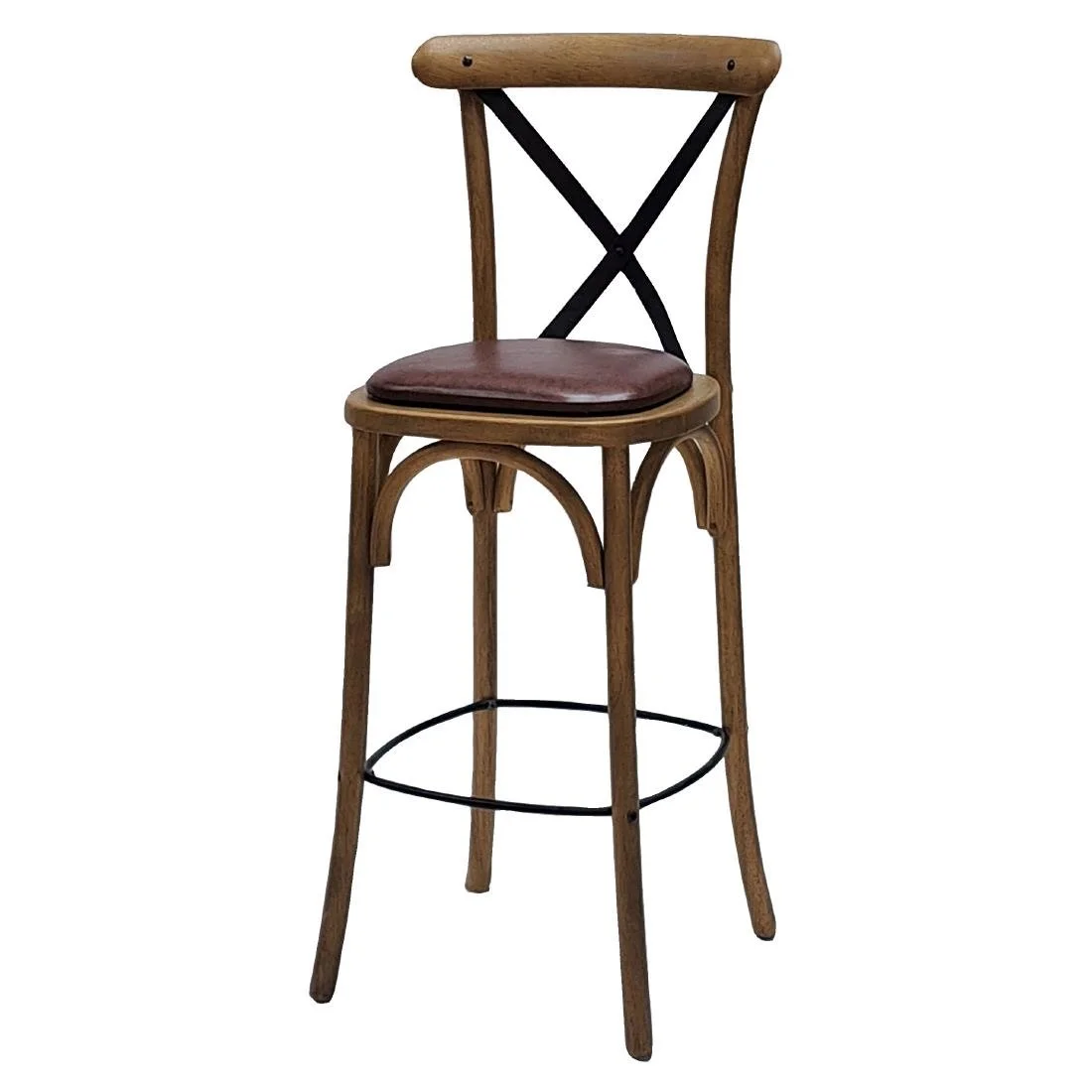 Bristol Bar Chair in Weathered Oak with Bison Espresso Seat - Image 1