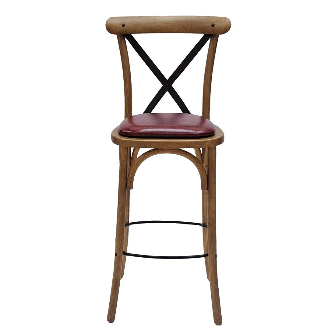 Bristol Bar Chair in Weathered Oak with Bison Bordeaux Seat - Image 2