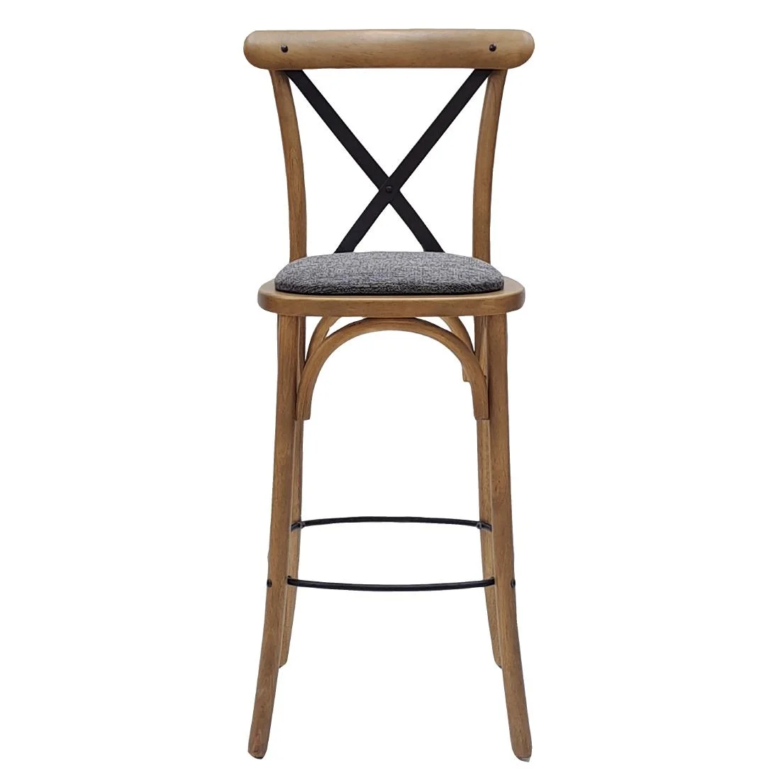 Bristol Bar Chair in Weathered Oak with Shetland Smoke Seat - Image 2