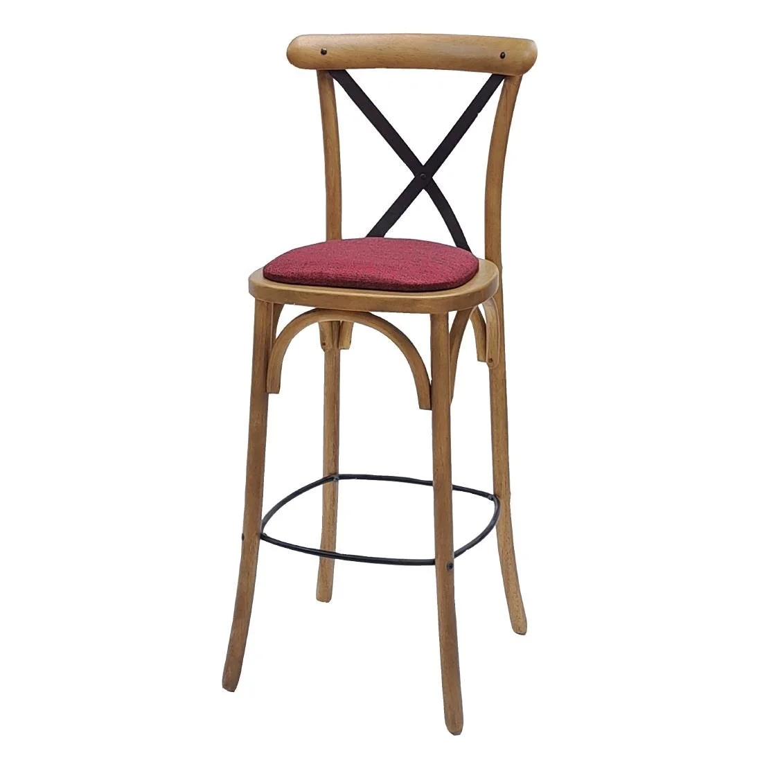 Bristol Bar Chair in Weathered Oak with Shetland Scarlett Seat - Image 1