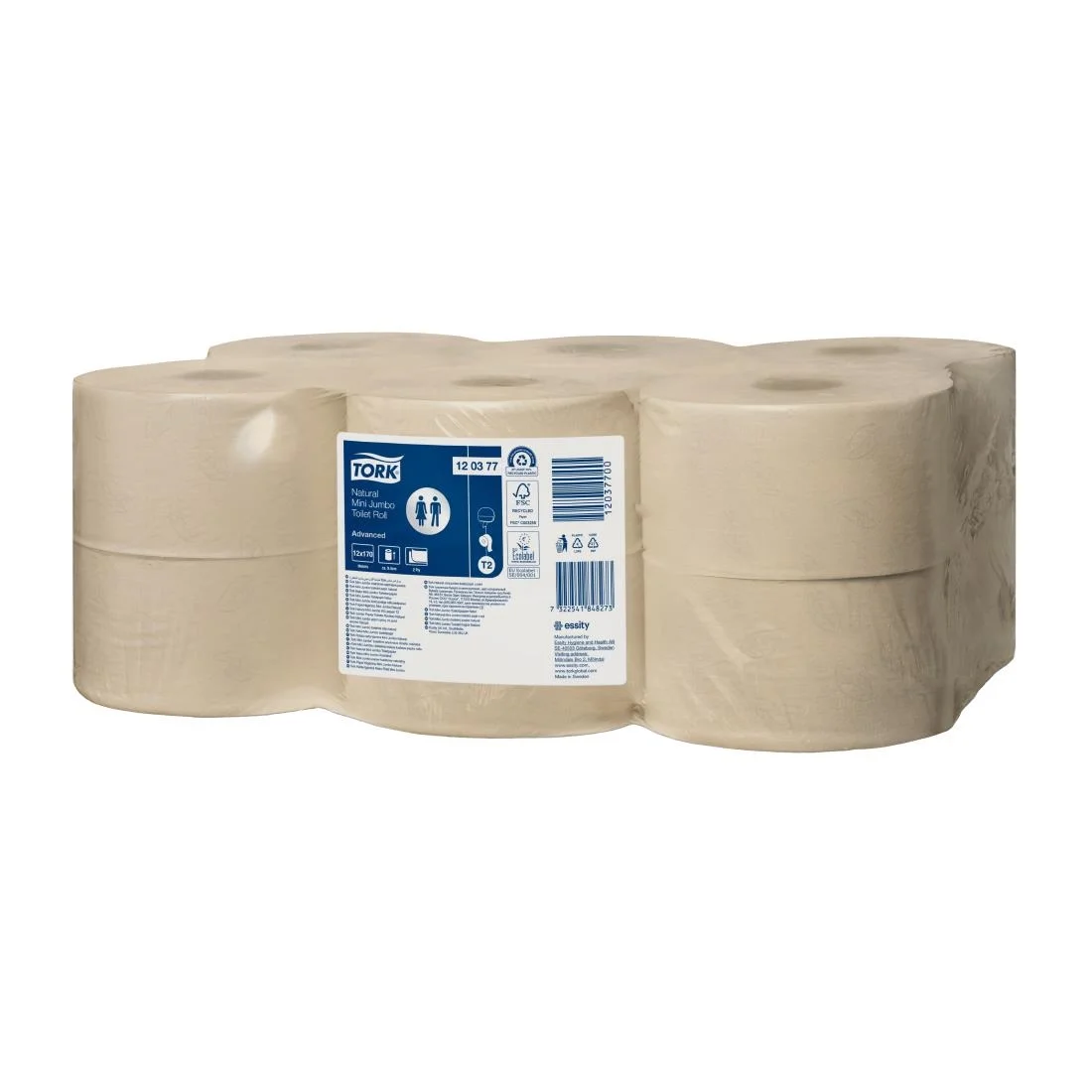 Tork Natural Mini Jumbo Toilet Rolls Advanced T2 (12 Pack) - Image 2