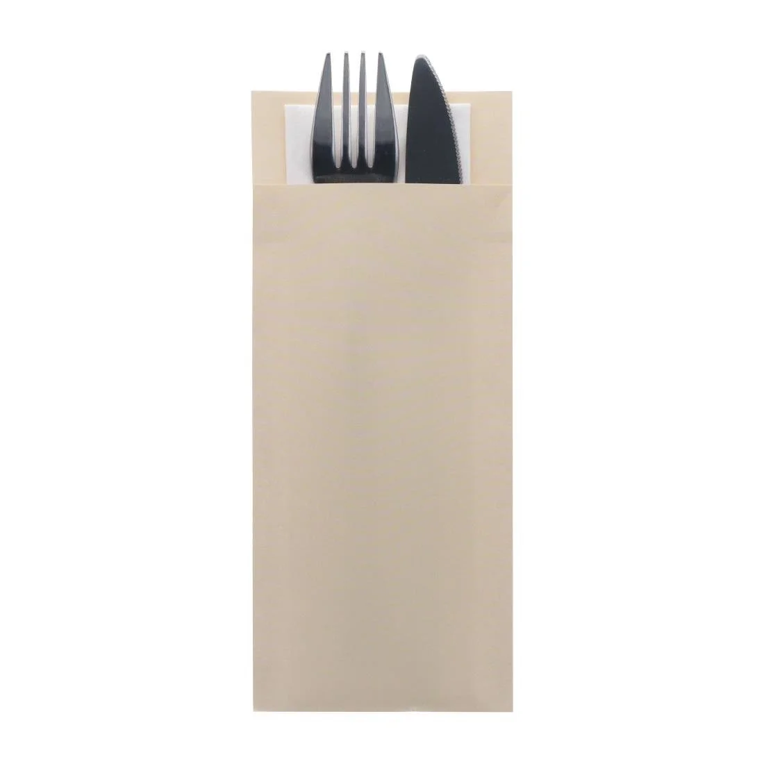 Europochette Classic Size Cream Cutlery Pouch with White 2ply Napkin (500 Pack) - Image 2