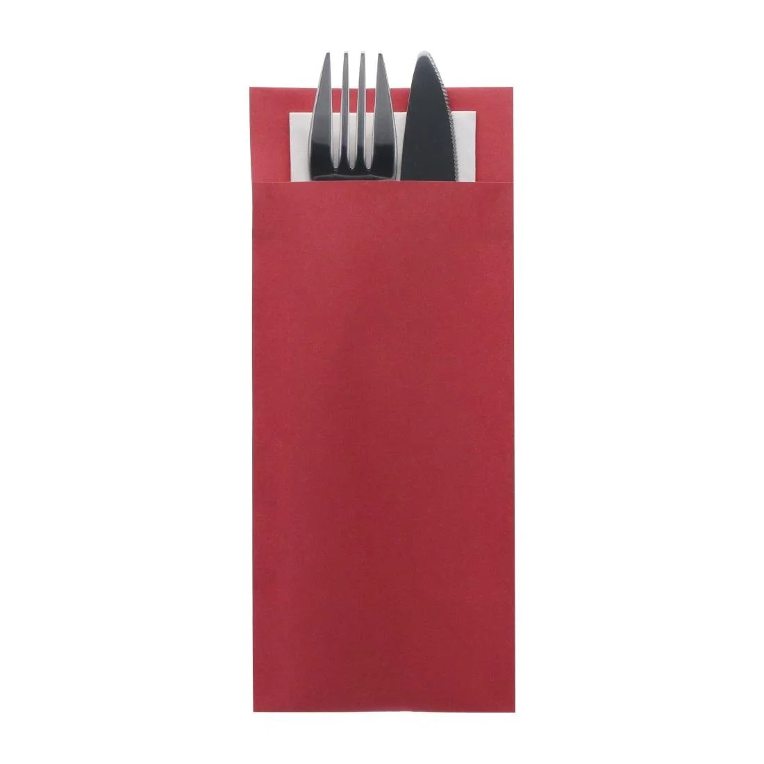 Europochette Classic Size Beet Red Cutlery Pouch with White 2ply Napkin (500 Pack) - Image 2