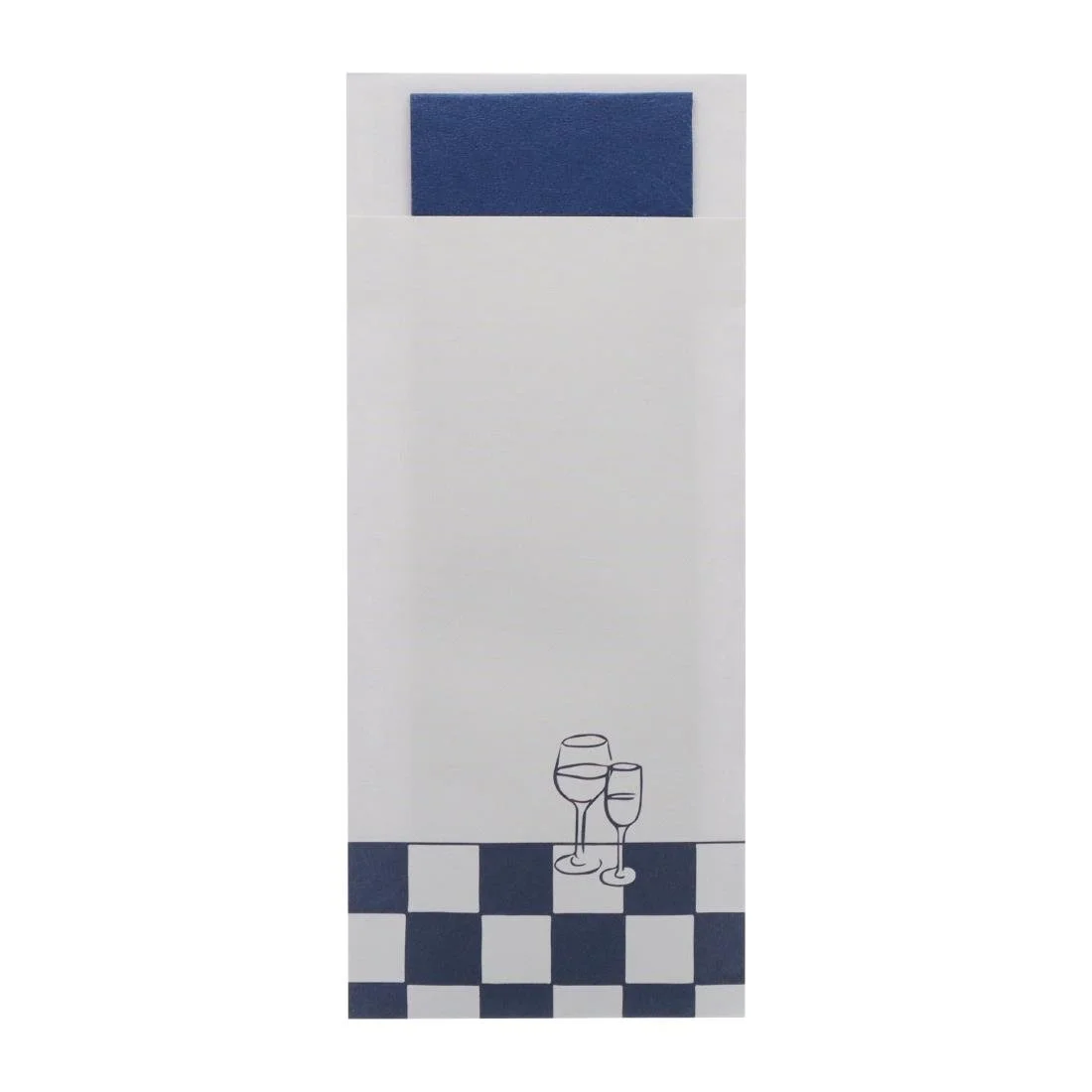 Europochette Classic Size Wine & Dine Cutlery Pouch with Blue 2ply Napkin (500 Pack)
