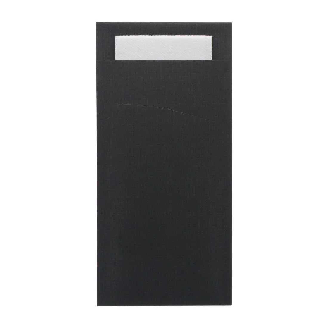 Europochette Extra Size Black Cutlery Pouch with White Airlaid Napkin (200 Pack)