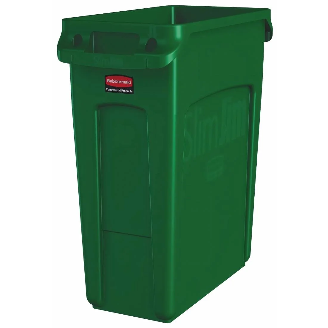 Rubbermaid Slim Jim Bin with Venting Channels Green 60Ltr - Image 1