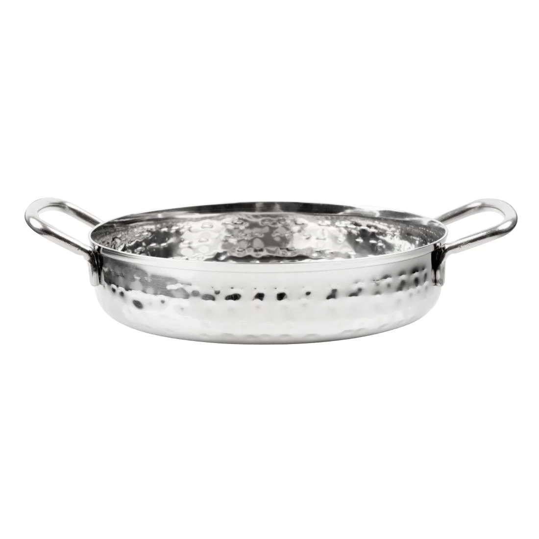 Olympia Table Presentation Handled Dish Stainless Steel Hammered 125mm - Image 1