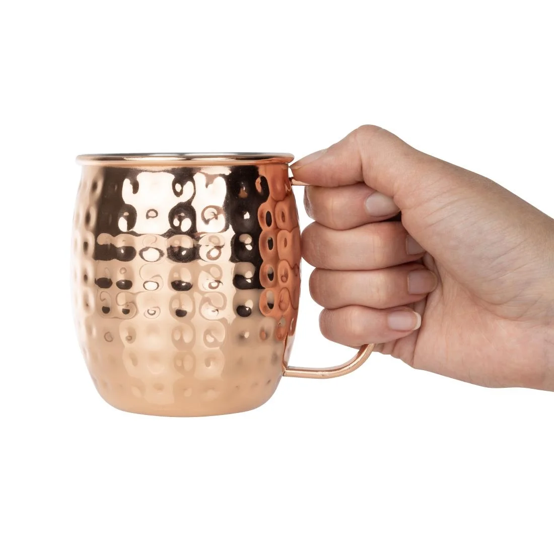 Olympia Barware Hammered Stainless Steel Copper Coated Mugs 440ml - Image 6