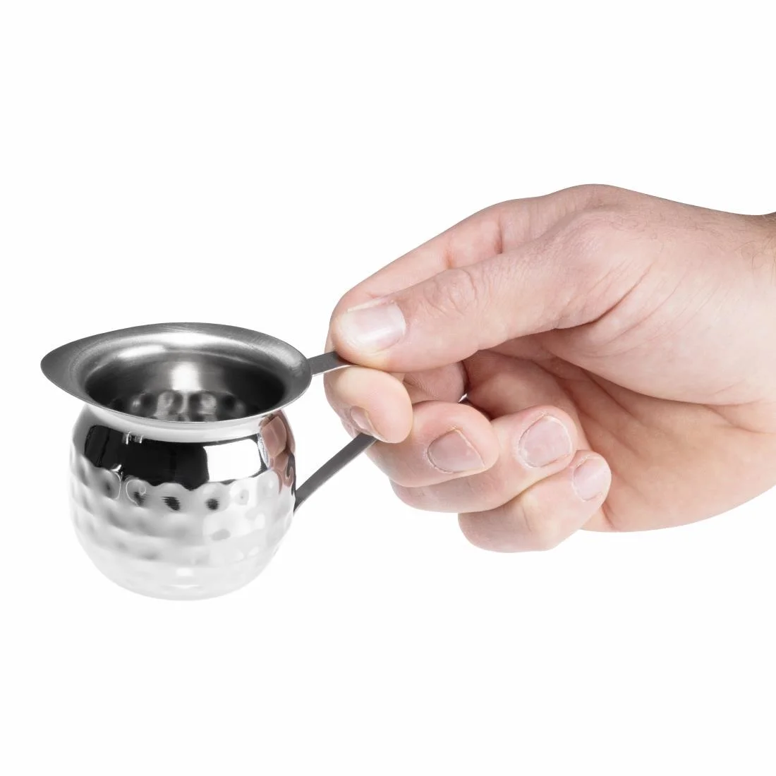 Olympia Hammered Stainless Steel Mini Milk Jug 120ml (6 Pack) - Image 5