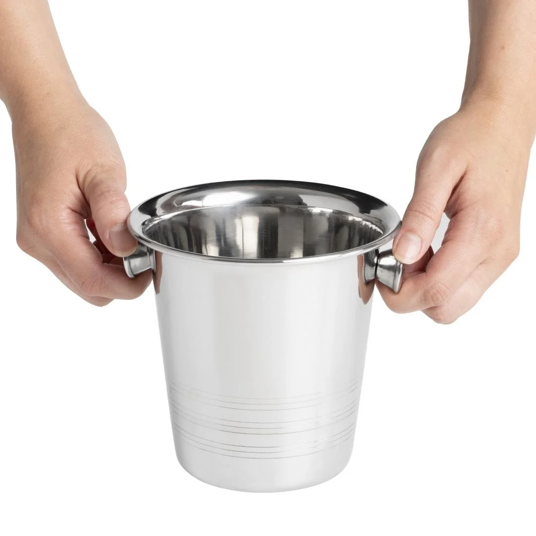 Olympia Ice Bucket with Handles and Etch Detail Stainless Steel 1050ml - Image 7