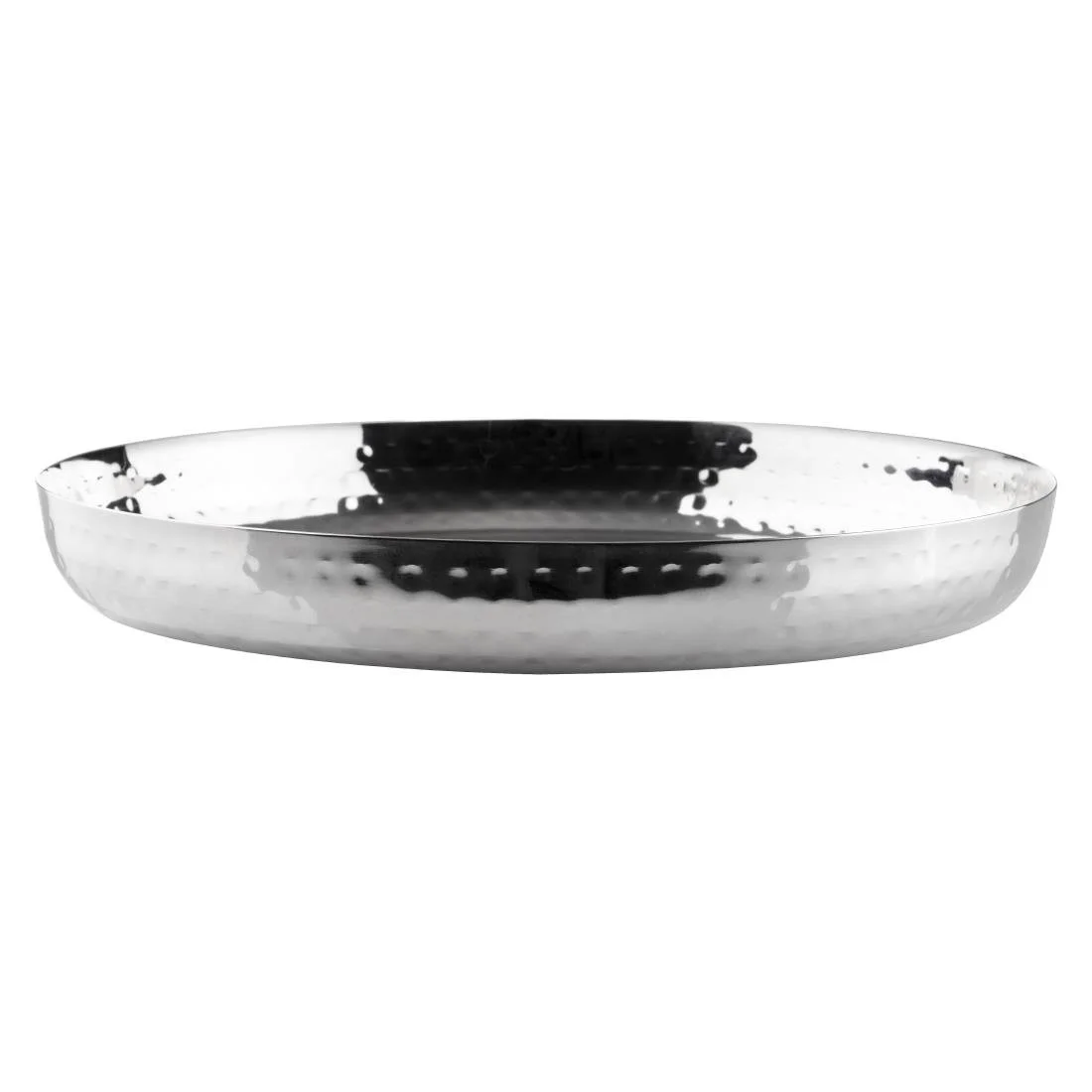 Olympia Hammered Stainless Steel Round Tray 260x35mm - Image 2