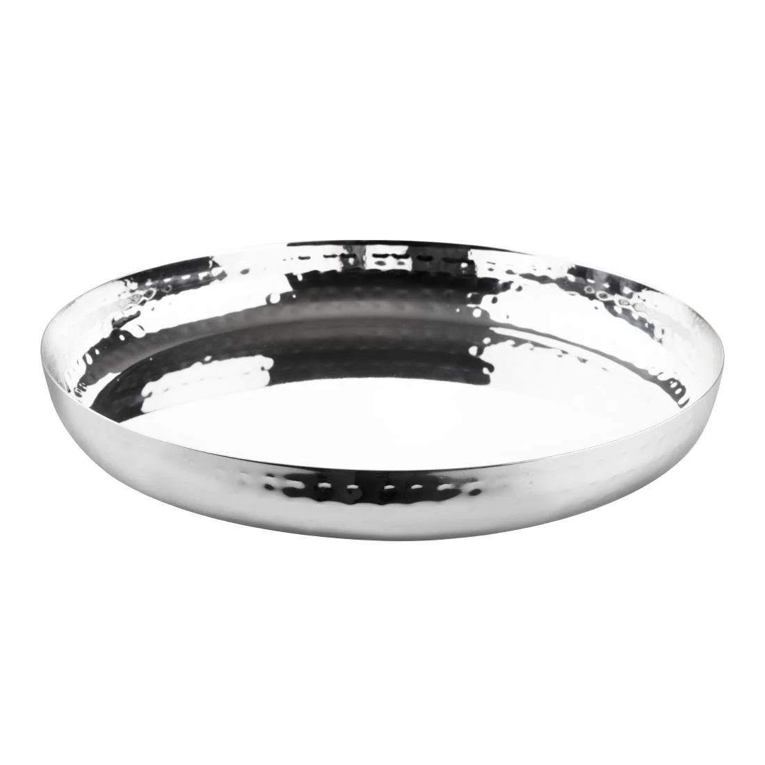 Olympia Hammered Stainless Steel Round Tray 260x35mm - Image 1