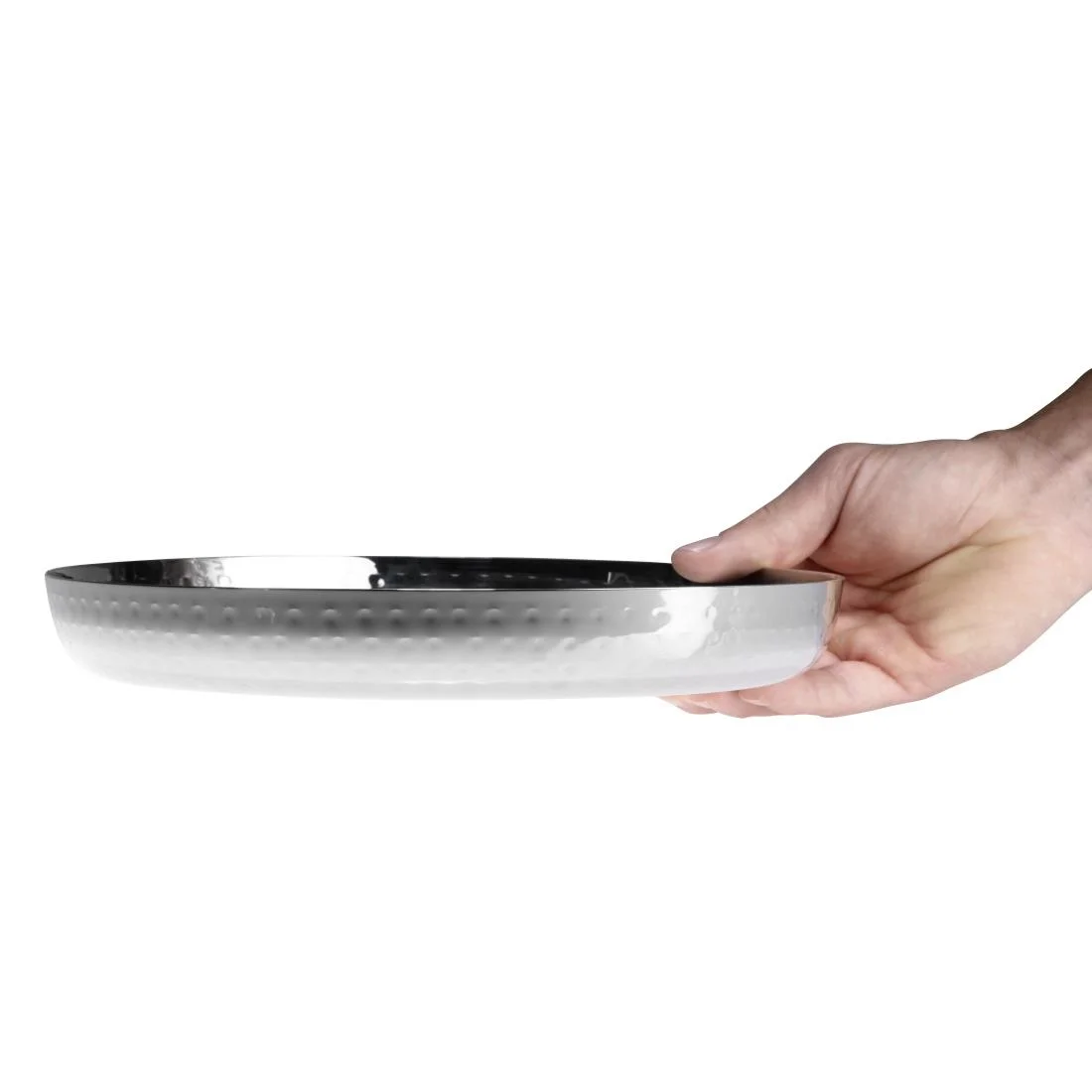 Olympia Hammered Stainless Steel Round Tray 260x35mm - Image 5
