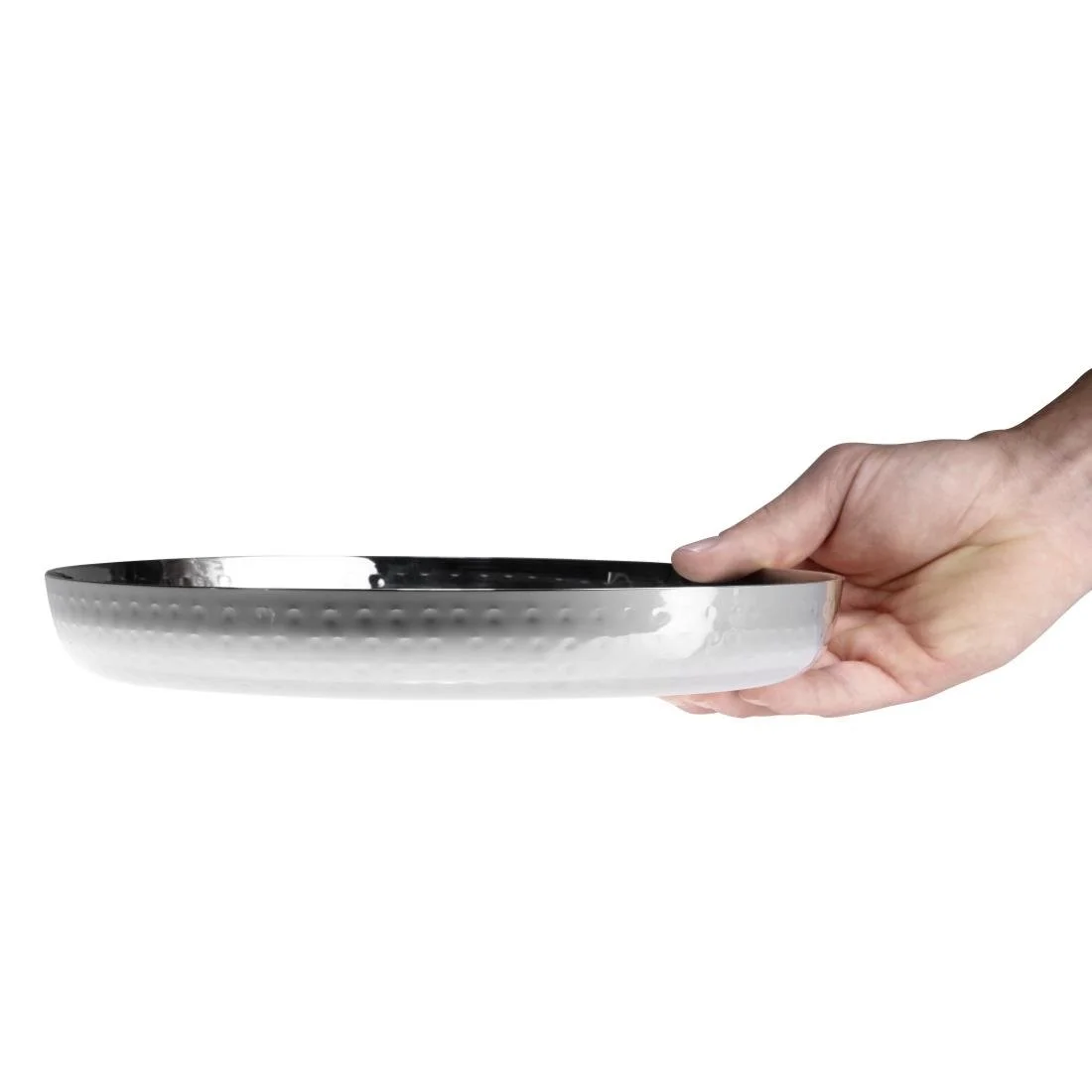 Olympia Hammered Stainless Steel Round Tray 260x35mm - Image 5