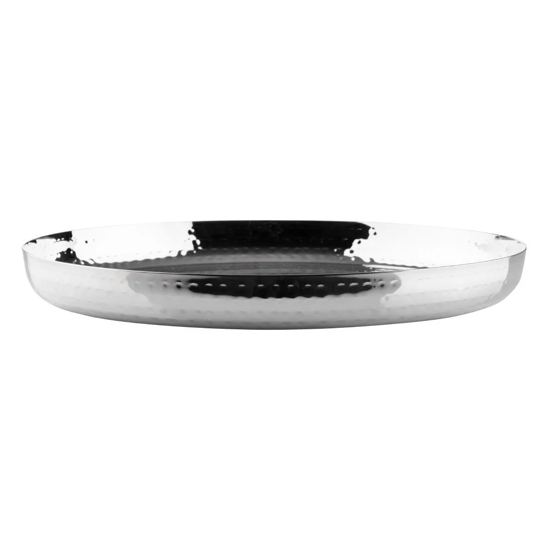 Olympia Hammered Stainless Steel Round Tray 320x35mm - Image 2