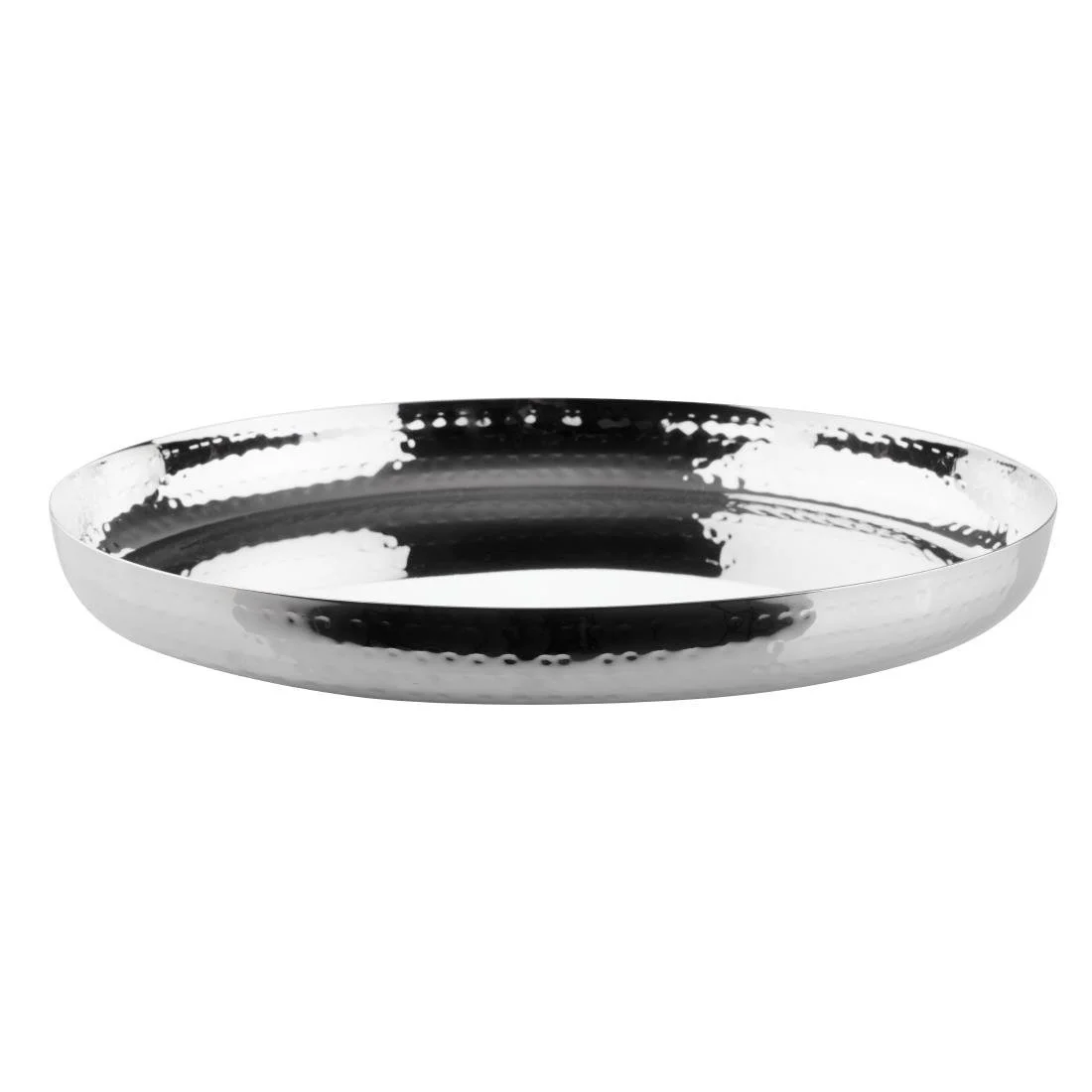 Olympia Hammered Stainless Steel Round Tray 320x35mm - Image 3