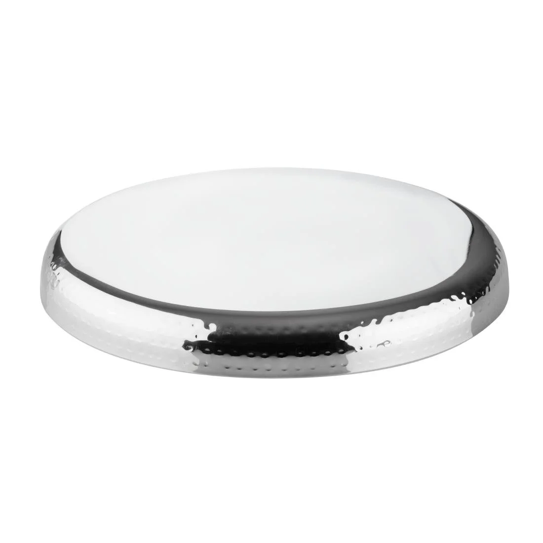 Olympia Hammered Stainless Steel Round Tray 320x35mm - Image 4