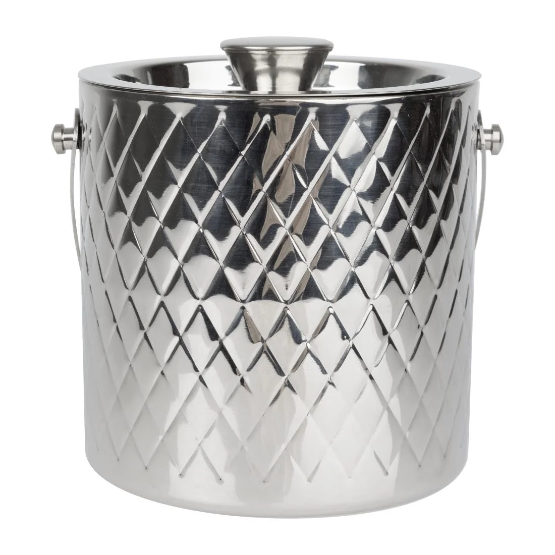 Olympia Geo Double Wall Ice Bucket Stainless Steel 1950ml - Image 4