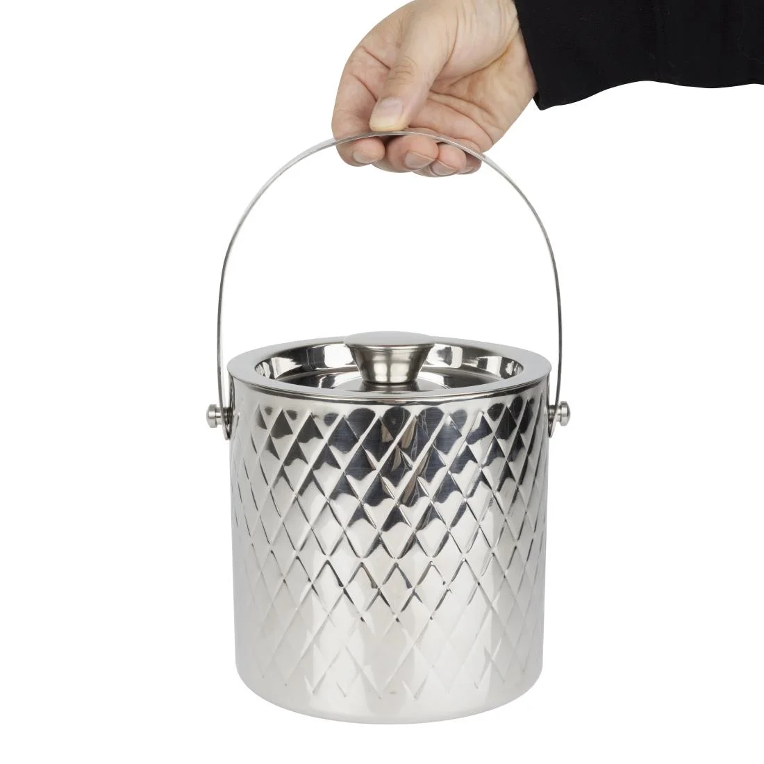 Olympia Geo Double Wall Ice Bucket Stainless Steel 1950ml - Image 8