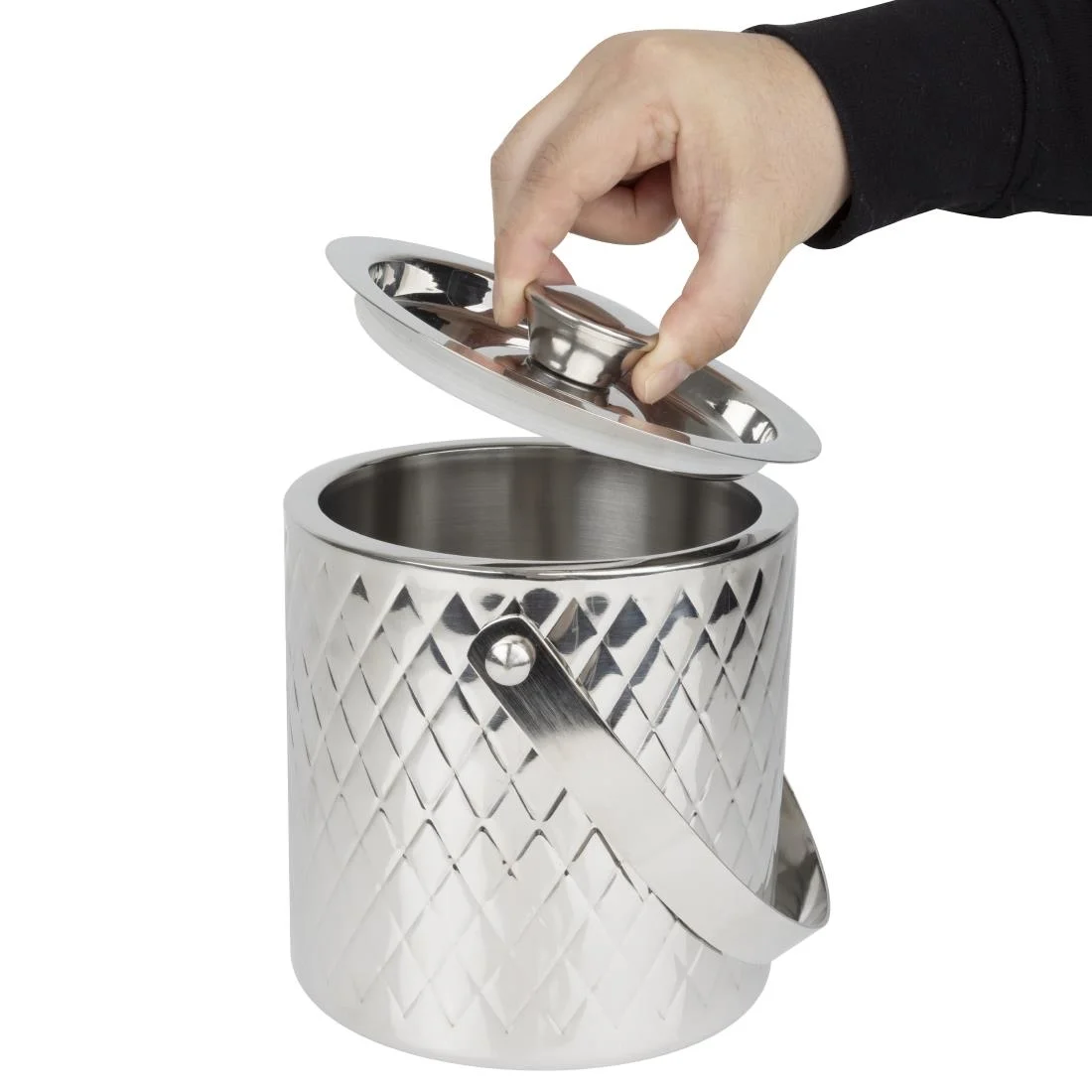 Olympia Geo Double Wall Ice Bucket Stainless Steel 1950ml - Image 9
