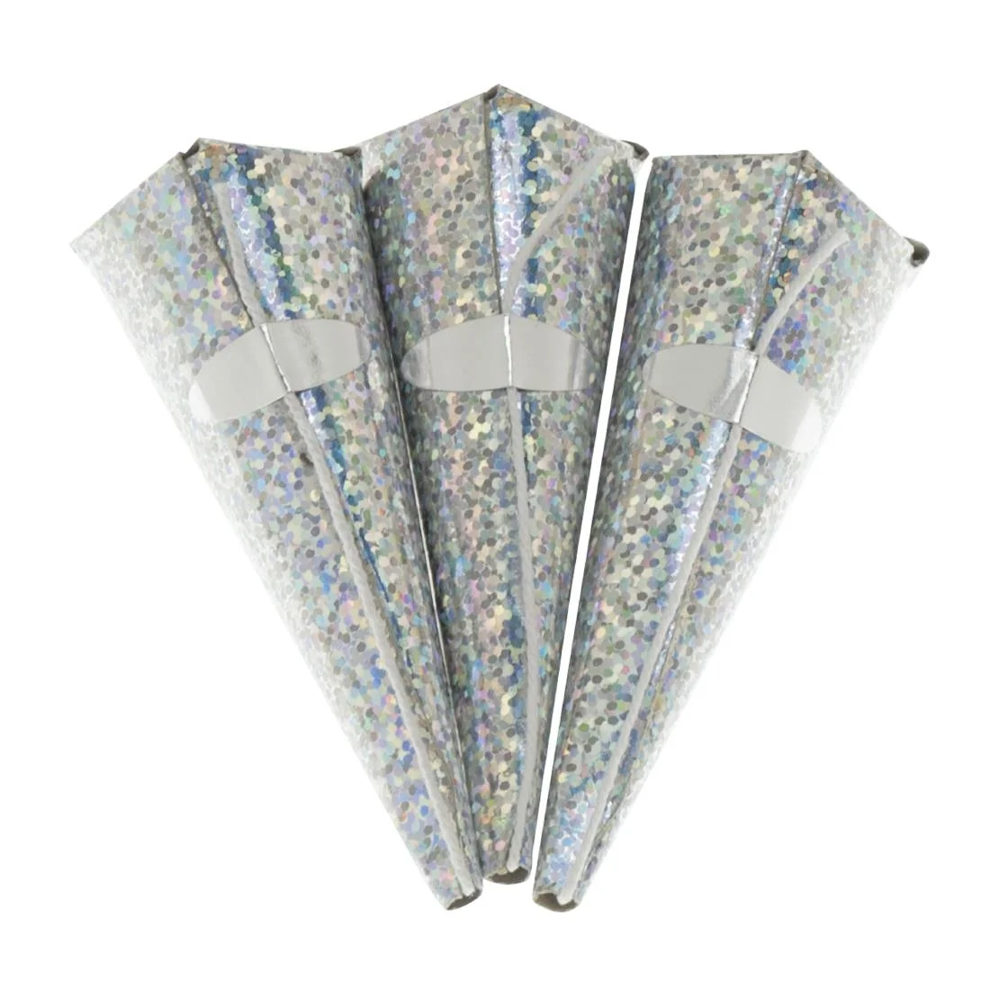Swantex Silver Holographic Cone Party Poppers (50 Pack)