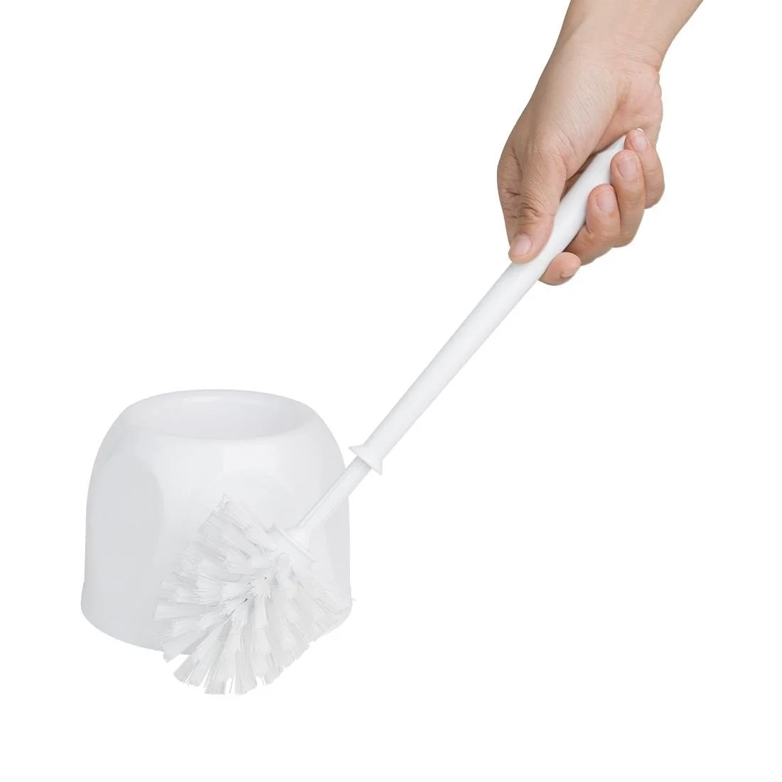 Nisbets Essentials Round Toilet Brush & Holder - White - Image 3
