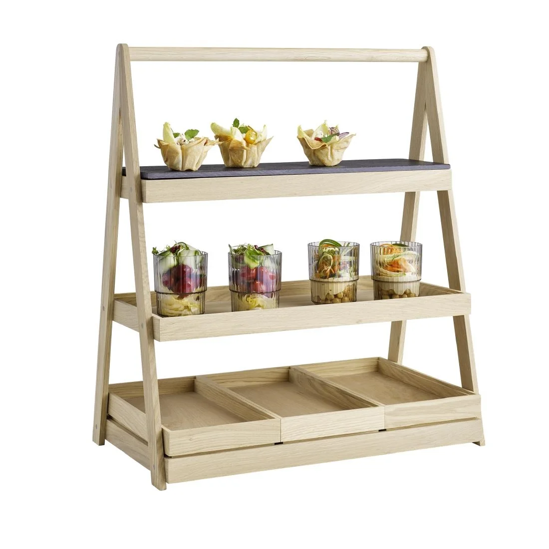 APS Valo Three-Tier Wooden Tray 555x325x640mm - Image 2