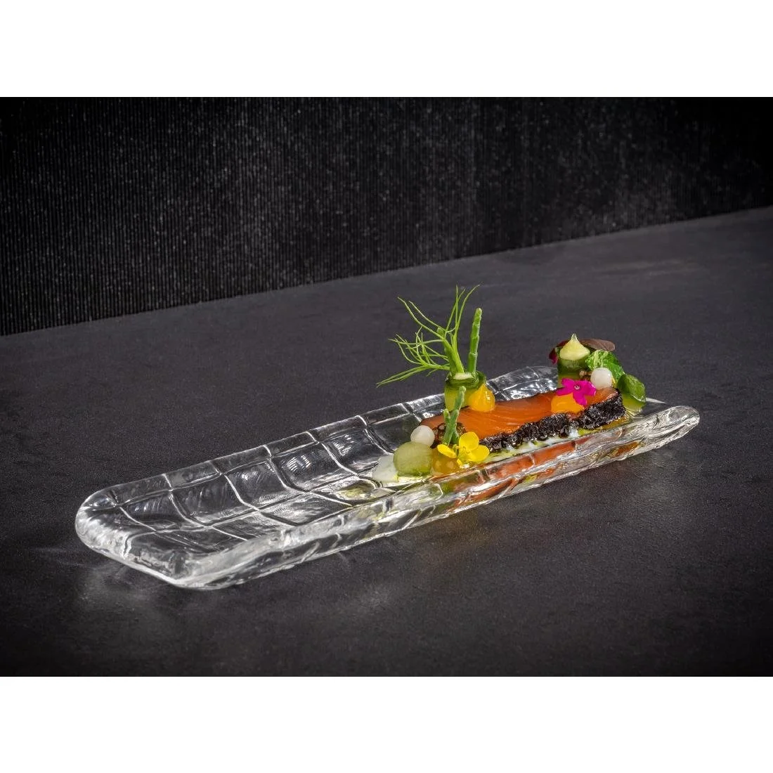 APS Takashi Sushi Board Clear Glass 190x65mm - Image 3