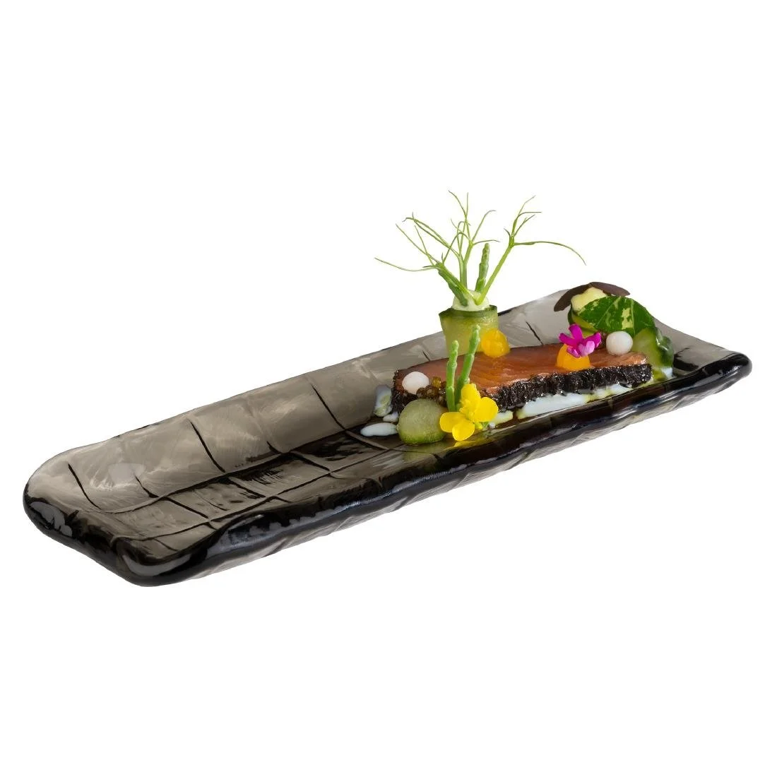 APS Takashi Sushi Board French Grey Glass 190x65mm - Image 2