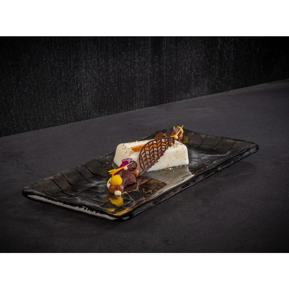 APS Takashi Sushi Board French Grey Glass 260x130mm - Image 3