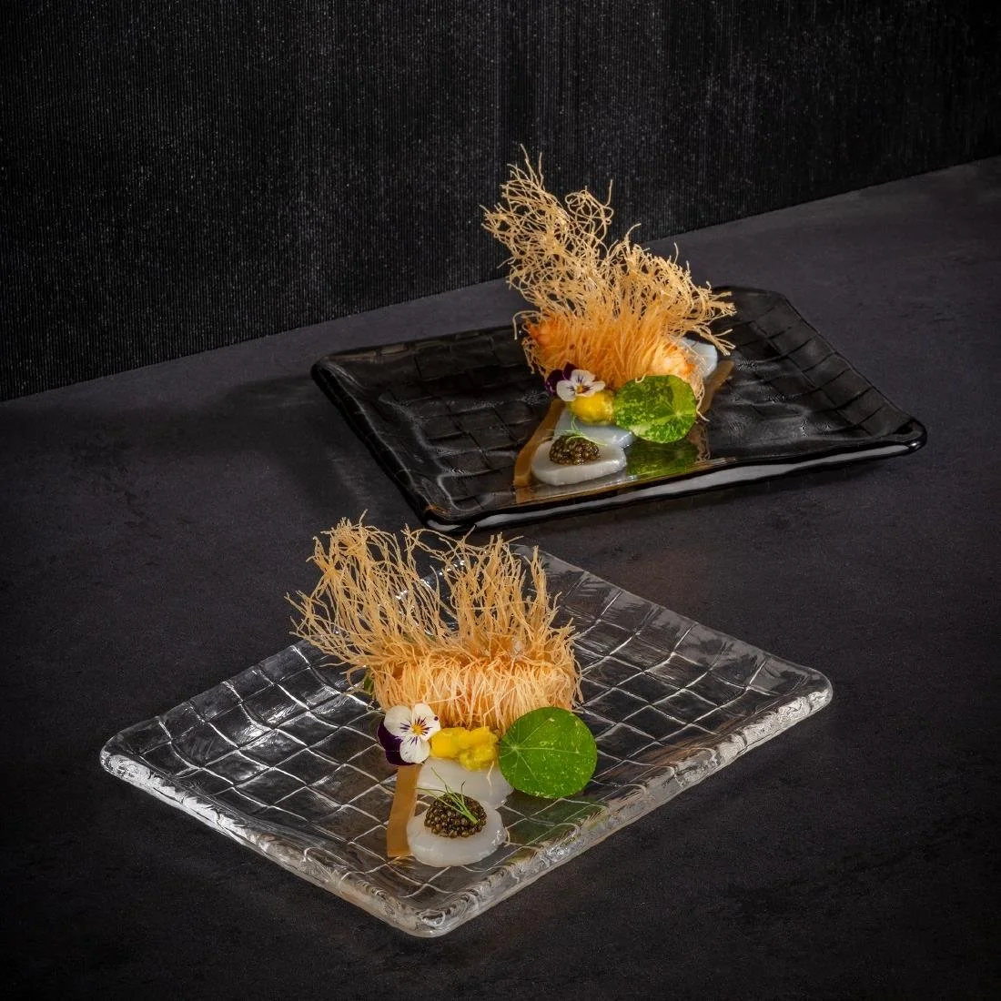 APS Takashi Sushi Board French Grey Glass 230x180mm - Image 3