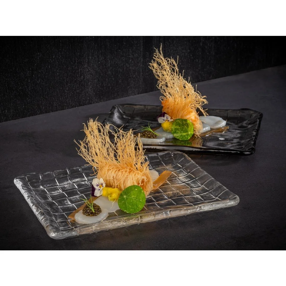 APS Takashi Sushi Board Clear Glass 230x180mm - Image 2