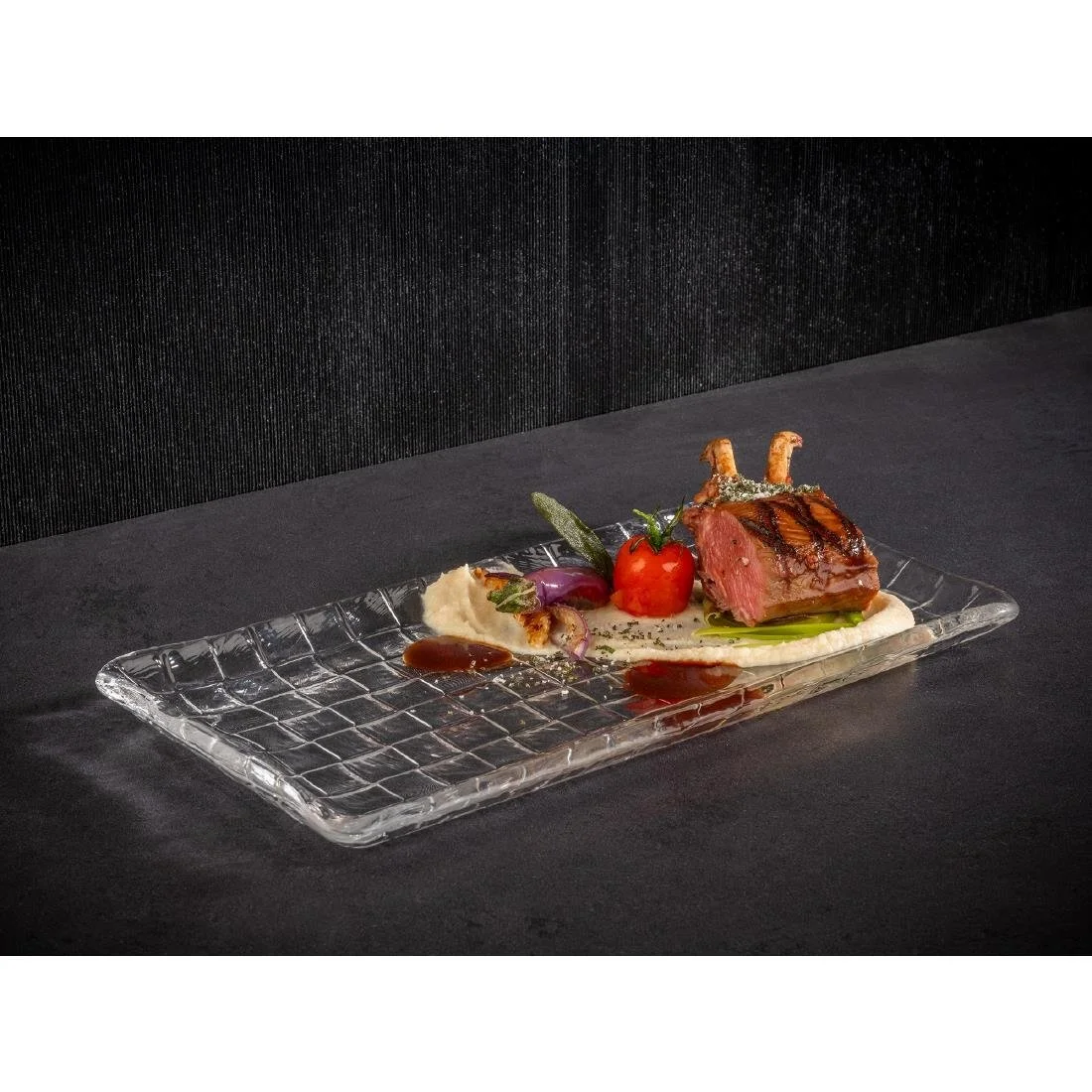 APS Takashi Sushi Board Clear Glass 295x155mm - Image 3