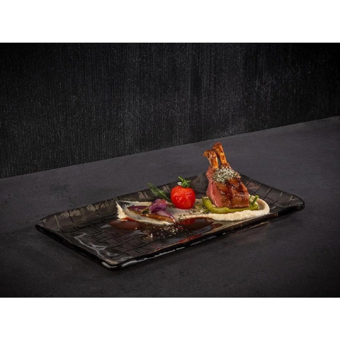 APS Takashi Sushi Board French Grey Glass 295x155mm - Image 3