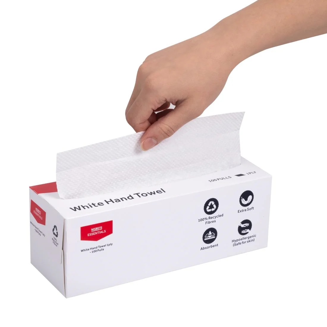Nisbets Essentials White Hand Towels 1ply - 100 Sheets (36 Pack) - Image 6