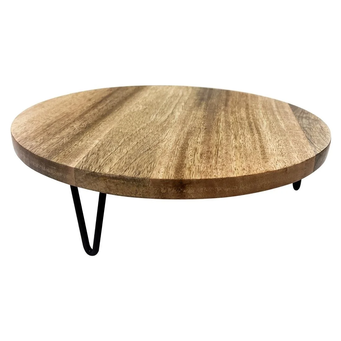 Olympia Round Display Stand Mango Wood with Metal Legs 300x80mm - Image 6