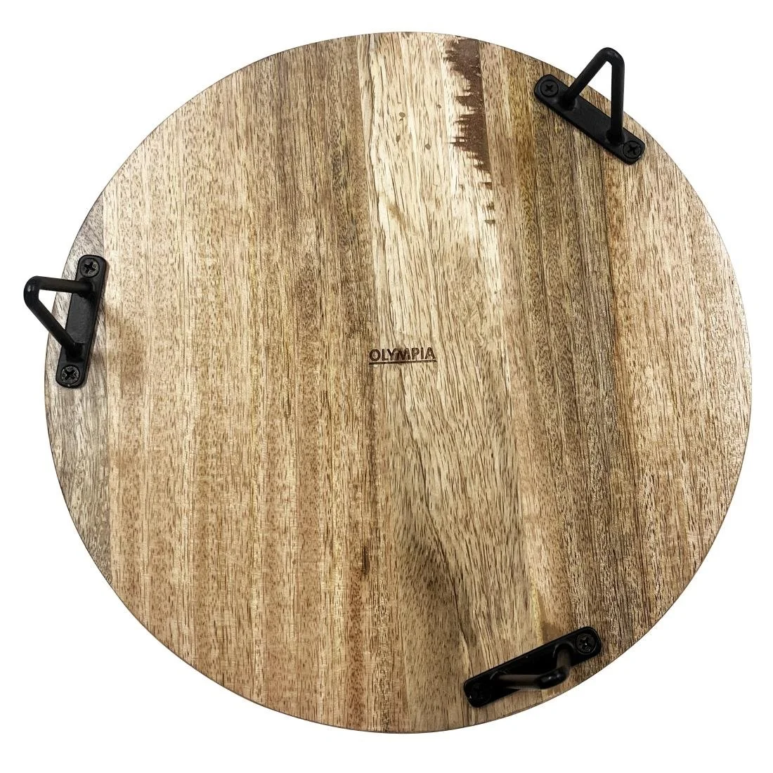 Olympia Round Display Stand Mango Wood with Metal Legs 300x80mm - Image 4