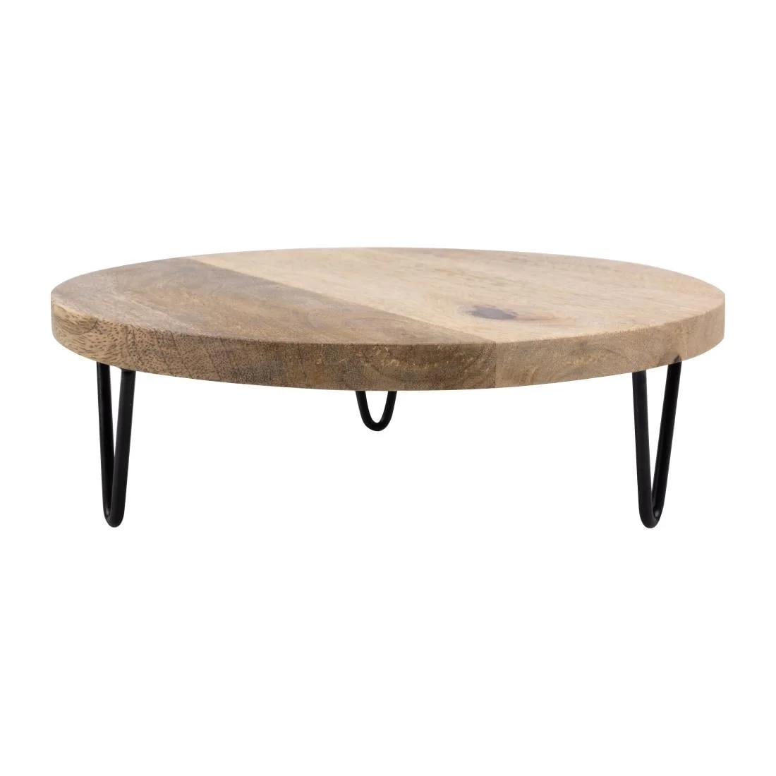 Olympia Round Display Stand Mango Wood with Metal Legs 250x80mm