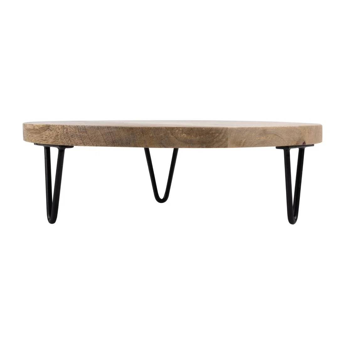 Olympia Round Display Stand Mango Wood with Metal Legs 250x80mm - Image 7