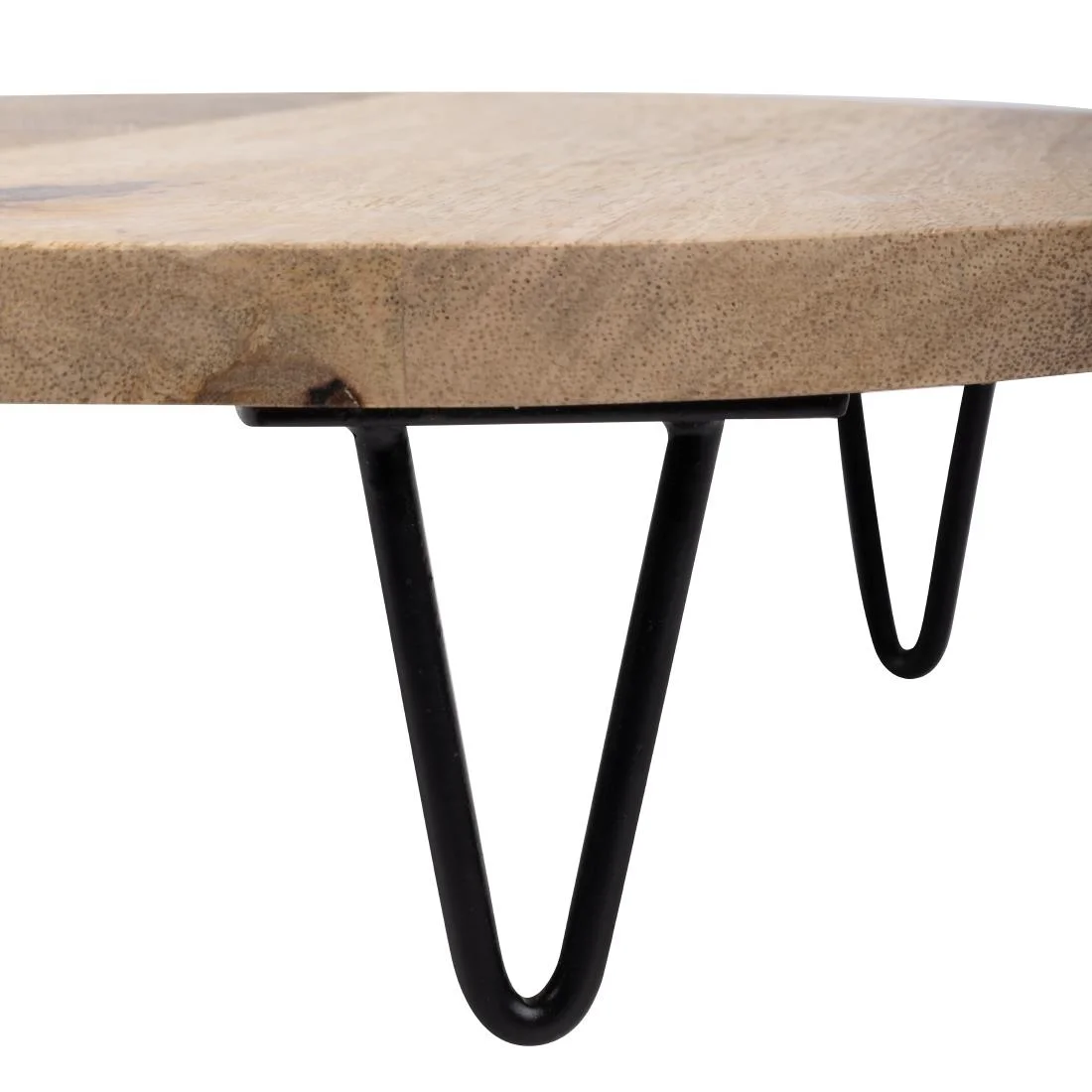 Olympia Round Display Stand Mango Wood with Metal Legs 250x80mm - Image 8