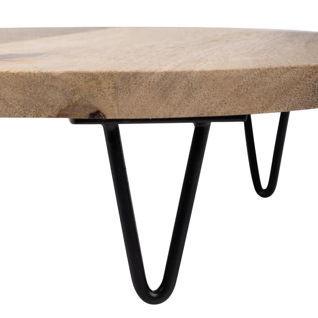 Olympia Round Handled Display Stand Mango Wood with Metal Legs 350x250x80mm - Image 3