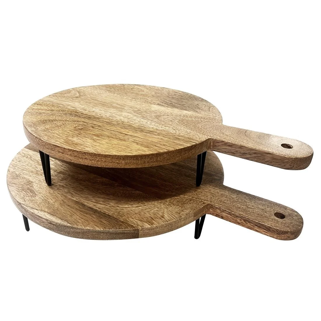 Olympia Round Handled Display Stand Mango Wood with Metal Legs 350x250x80mm - Image 5