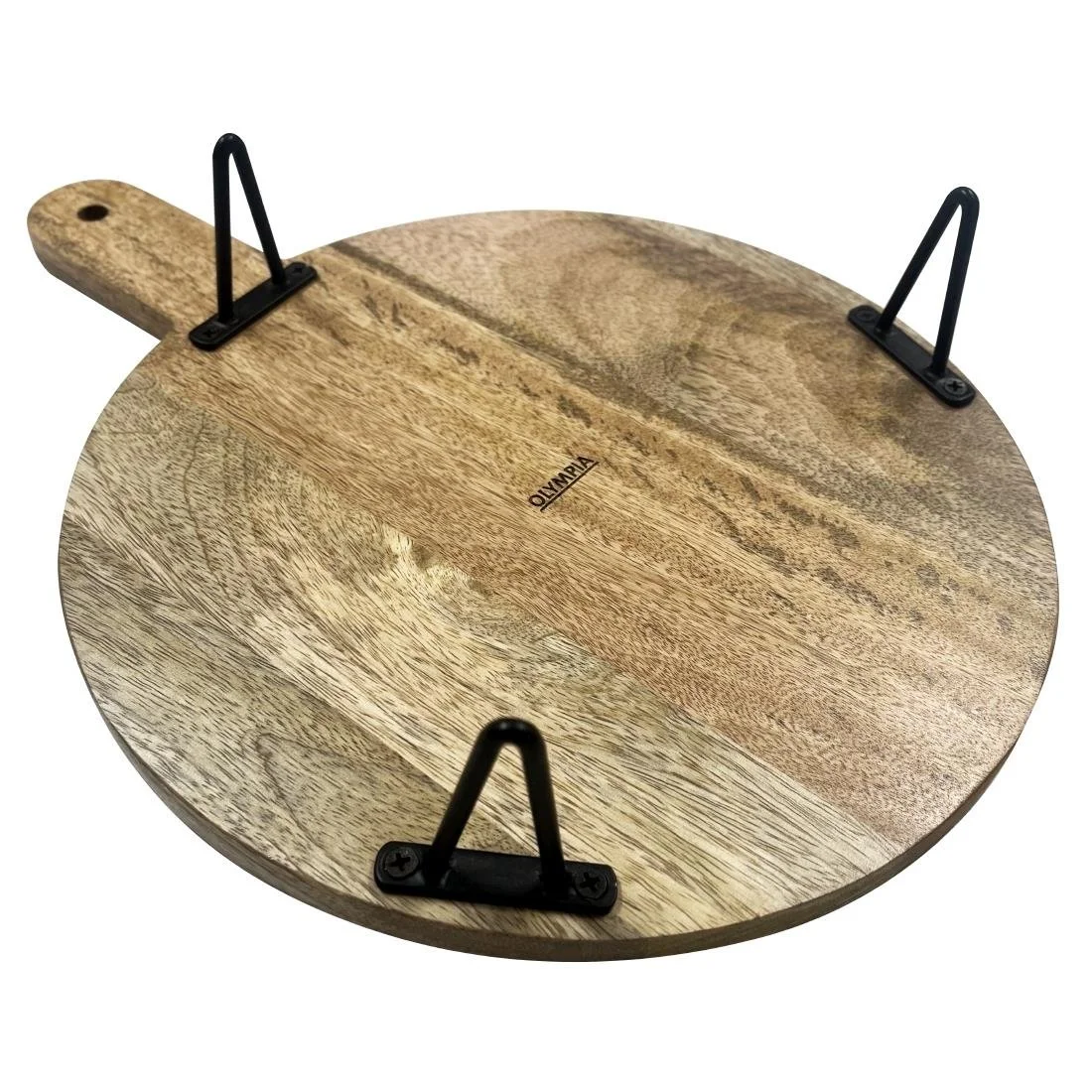 Olympia Round Handled Display Stand Mango Wood with Metal Legs 400x300x80mm - Image 5