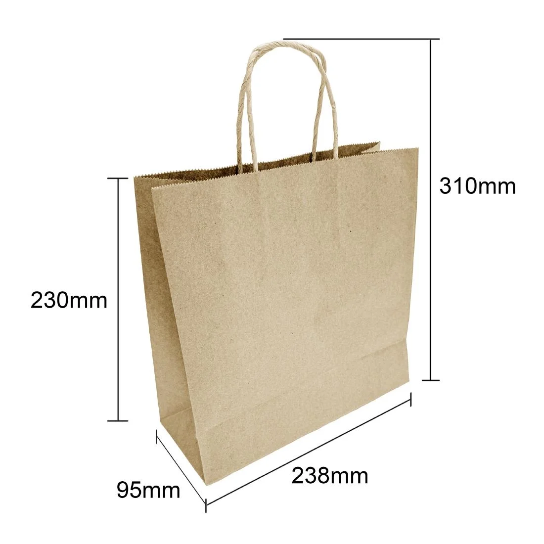 Fiesta Recyclable Twist Handle Brown Paper Bags Small (250 Pack) - Image 4