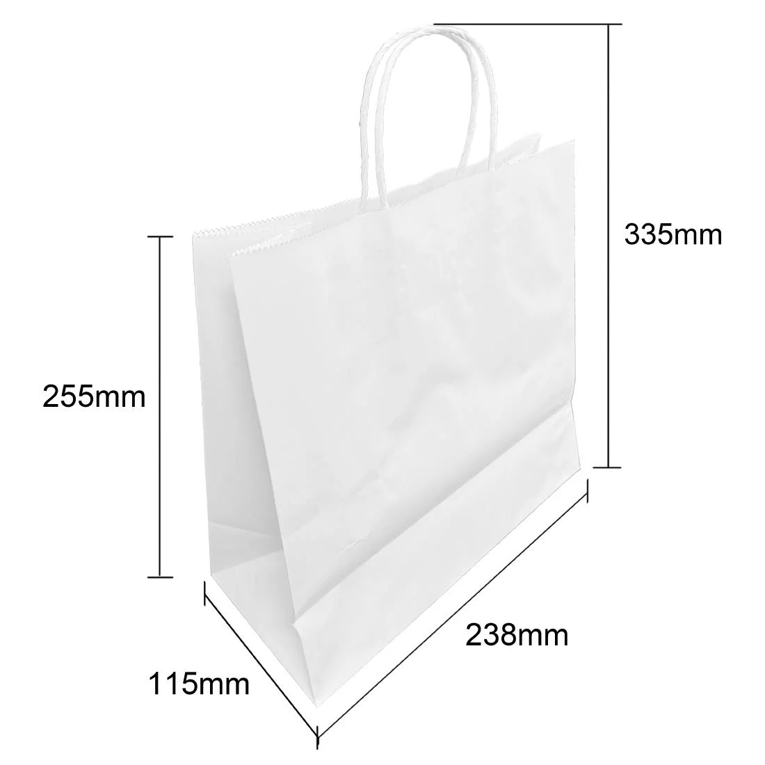 Fiesta Recyclable Twist Handle White Paper Bags Medium (250 Pack) - Image 2