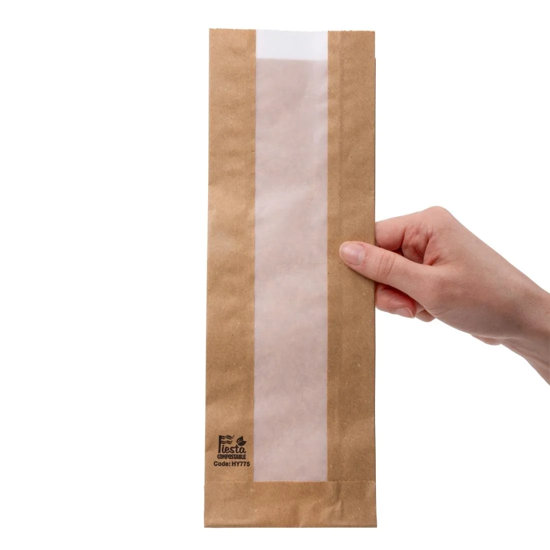 Fiesta Compostable Baguette Bags with Glassine Window 300x100x60mm ( 1000 Pack) - Image 4
