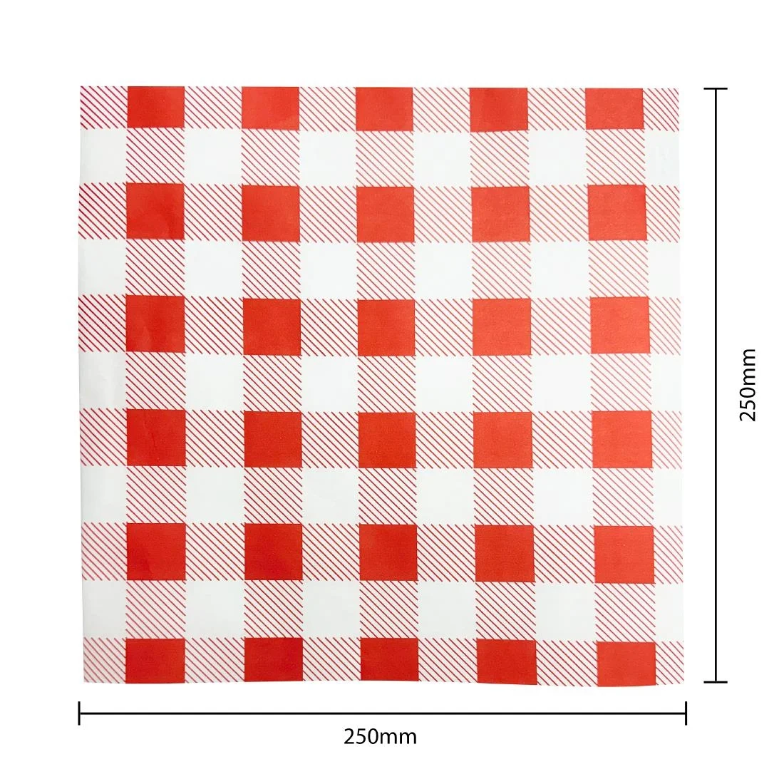 Fiesta Compostable Red Gingham Greaseproof Sheets 250x250mm (200 Pack) - Image 3