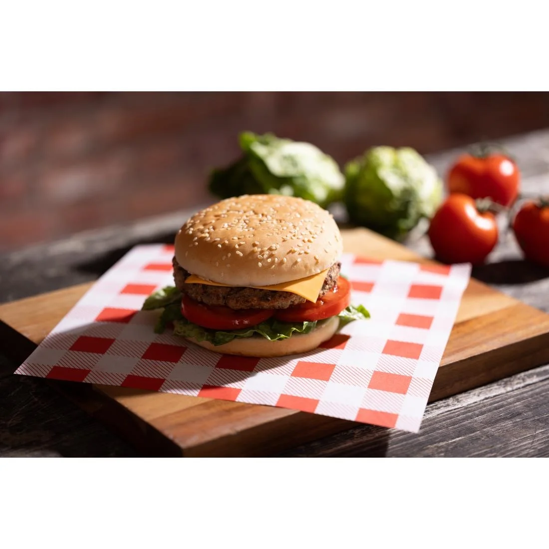 Fiesta Compostable Red Gingham Greaseproof Sheets 250x250mm (200 Pack) - Image 7