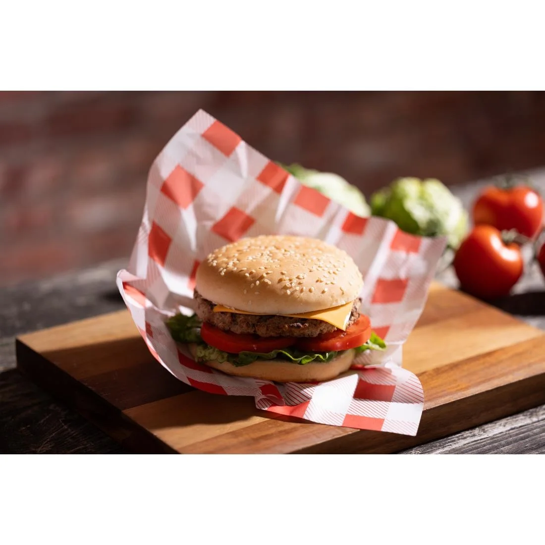 Fiesta Compostable Red Gingham Greaseproof Sheets 250x250mm (200 Pack) - Image 8